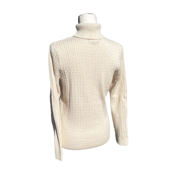 Jeanne Pierre Turtleneck Sweater Cable Knit Ivory Size Large - Picture 2 of 6